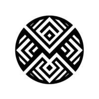 Abstract geometric black and white circular with symmetrical, angular patterns and contrasting positivenegative space, minimalistic and modern aesthetic. vector