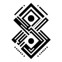 Geometric Abstract Design Symmetrical Black and White Composition with Square and Circular Elements. vector