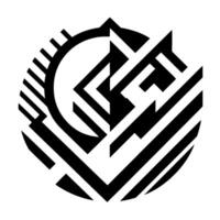 Geometric Black White Abstract Design A Symmetrical Composition with Striking Line Work and Shapes within a Circular Frame, Creating a Modern, Minimalist Aesthetic. vector
