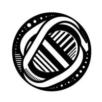 Intricate Black and White Circular Graphic Intertwined Lines, Geometric Patterns, and Dot Border Creating a Dynamic Optical Illusion. vector