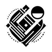 Abstract black and white geometric composition featuring a central block, semicircle, circle, and dotted arcs on a clean white background. vector