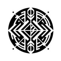 Intricate Geometric Art Deco Featuring a Circular Arrangement of Bold Black and White Lines, with Squares. vector