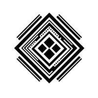 Geometric Black and White Diamond Featuring Stacked Square Elements and Linear Accents with Shadow. vector
