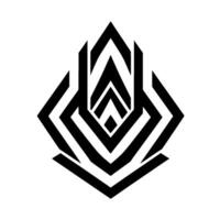 Geometric Black and White Abstract Design Symmetrical Line Art, Diamond and Arrow Forms, Modern Minimalism. vector