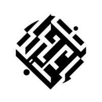 Abstract Black and White Isometric Maze Illusion with D Effect, Geometric Pattern and Negative Space, Modern Concept. vector