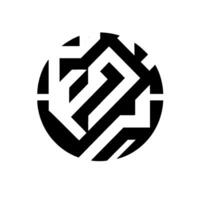 Geometric with Interlocking Shapes, Creating a D Illusion Inside a Black Circle on White Background with Subtle Shadow. vector