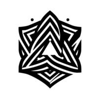 Striking Black and White Geometric Starburst with Triangle Center, Minimalist on White Background vector