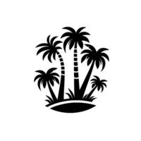 Silhouette of a cluster of tropical palm trees on a small island, minimalist black and white design. vector