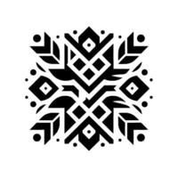 Symmetrical Black and White Geometric Design, Abstract Pattern with Rhombuses, Triangles, and Circles, Centered on a White Background. vector
