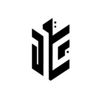 Geometric Abstraction Bold Black and White Minimalist Emblem with Integrated Letterforms, Hexagonal Structure, and Dot Accents. vector