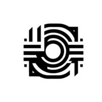 Geometric Abstract Design Black and White Circular Motif with Linear Intersections, Creating a Modern and Stylish Element. vector
