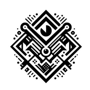 resumen negro blanco geométrico composición simétrico, angular presentando líneas, formas, puntos, y negativo espacio para un moderno estético. vector