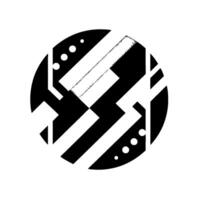 Abstract Circular Composition Geometric in Monochrome, Featuring Intersecting Lines, Rectangles, and Polka Dots, on a Bright White Background. vector