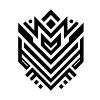 Symmetrical Geometric Abstract Logo A Black and White Composition of Sharp Lines, Angles, and Shapes, Evoking Modernism. vector
