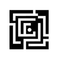 Abstract Black and White Square Maze with a Central White Dot A Geometric Puzzle in Minimalist Design. vector
