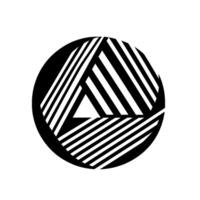 Geometric Black and White Design A Circular Composition of Intersecting Triangles and Parallel Lines, Creating an Optical Illusion. vector