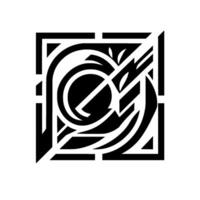 Abstract Geometric Design A symmetrical composition in black, white, and grey featuring circular and linear shapes within a square. vector