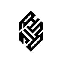 Abstract Geometric Black and White Featuring a Symmetrical, LabyrinthLike Shape Against a Clean White Backdrop, Creating Visual Intrigue. vector