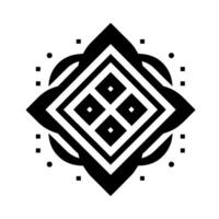 Intricate Black and White Geometric Ornament Featuring Diamonds, Circles, Squares, and Abstract Shapes. vector