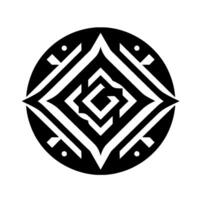 Geometric Black and White Pattern Circular Abstract Featuring Interlocking Diamond Shapes and Dot Accents vector