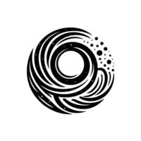 Abstract Black and White Swirling Vortex with Dot Accents A Minimalist, Circular Suggesting Movement and Cosmic Energy. vector