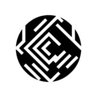 Geometric circular abstract pattern in grayscale featuring a mazelike structure, creating a sense of depth and complexity. vector