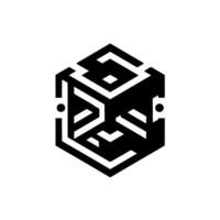 Isometric Cube Illusion with Geometric Lines and Shadows, Abstract Composition in Black and White on Clean Background. vector