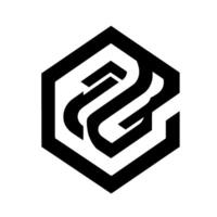 Bold Hexagon with Intertwined Black White Forms Creating a D Illusion on a Plain White Background. vector