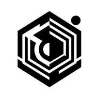 Geometric Hexagon Design Black and White Abstract Composition Featuring a D Effect and Circular Element. vector
