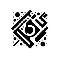 Geometric Black and White Composition Square Arrangement of Abstract Shapes, Lines, Dots and an Opaque Crescent Center. vector