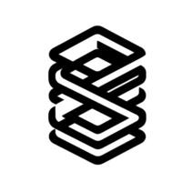 D Stack of Black Geometric Shapes with Shadows, Abstract on White Background vector