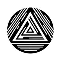 Geometric Black and White Featuring Concentric Triangles within a Circle, Creating a Modern and Abstract Pattern. vector
