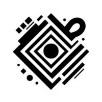 Bold geometric abstract composition with concentric diamond shapes, a central circle, and additional elements in stark black and white. vector
