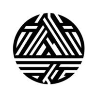 Bold Geometric Circular Featuring a Triangular Pattern and Linear Elements in Monochrome. vector