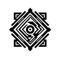 Geometric Black White Mandala A symmetrical and intricate with an eye motif at the center, creating a modern and abstract artistic expression. vector
