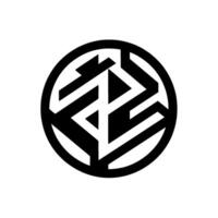 Abstract D Geometric of Interlocking Triangles and Lines, Enclosed in a Circle, Monochrome . vector