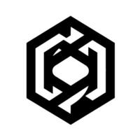 Geometric abstract in a hexagon shape, featuring intersecting white and black elements creating a threedimensional effect. vector