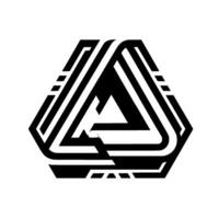 Bold Black White Geometric An Optical Illusion of Intertwined Triangles Hexagon, Modern Composition. vector