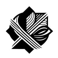 Geometric Black White Abstract Composition Intertwined Curved Straight Lines Forming a Complex, Balanced, and Symmetrical Shape on White Background. vector