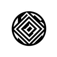 Geometric black and white , a circular composition centered on concentric diamond pattern enclosed within a round frame. vector
