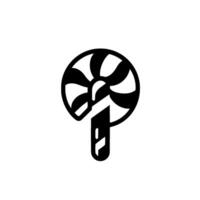 Stylized Black and White Candy Cane Lollipop on a White Background with a Minimalist Aesthetic. vector
