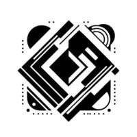 Geometric Monochrome Composition Interlocking Lines, Diamonds, Circles, and Rectangles on White, Creating a Modern Abstract with a Sense of Order. vector
