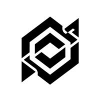 Abstract geometric featuring a complex interplay of black and white hexagon and polygonal shapes. vector