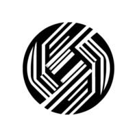 Abstract geometric orb composed of bold black and white striped beams, creating a modern and visually striking . vector