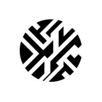 Bold Circular Black and White Geometric Abstraction with Intersecting Lines, Creating a Modern, Minimalist, and Symbolic . vector