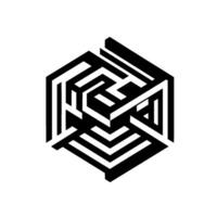 Isometric Hexagonal Maze A Geometric Puzzle in Black, White, and Grey, Presented in an Abstract and Modern Style vector
