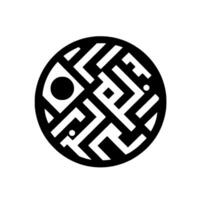 Abstract Black and White Circular Geometric with Solid Shapes and Line Fragments on a White Backdrop. vector