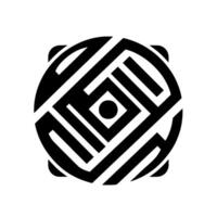 Geometric Circular A black and white abstract composition of a symmetrical pattern with a central dot, encased within a rounded square. vector