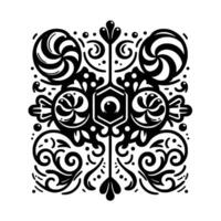Symmetrical Black and White Candy Composition Featuring Swirl Lollipops, Wrapped Sweets, and Decorative Ornaments. vector