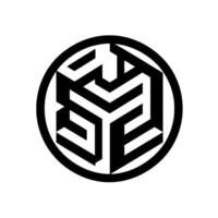 Geometric Black and White A D Cube Pattern within a Circular Frame, Representing Modern and Minimalism. vector